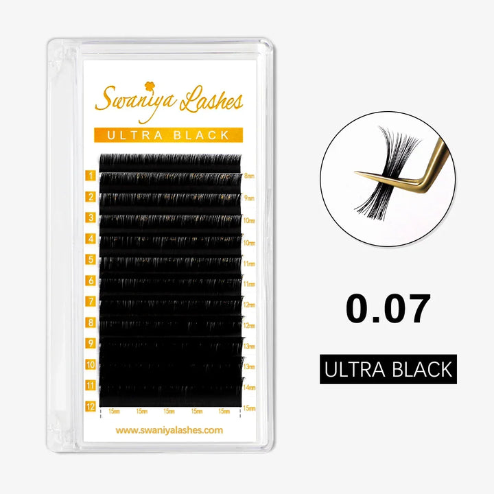 Ultra Black Volume Lashes 0.07mm - Swaniyalashes