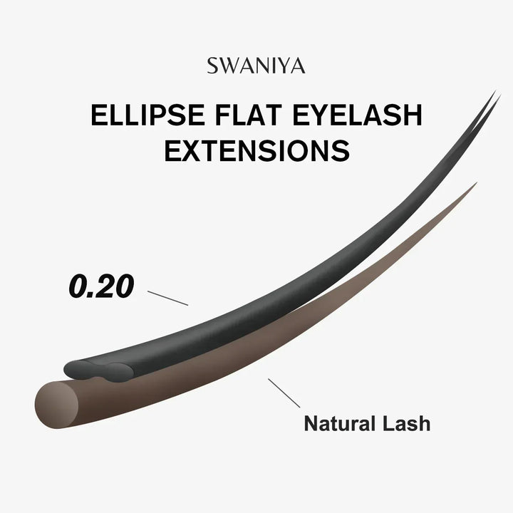 0.20mm Matte Black Ellipse Flat Eyelash Extensions - Swaniyalashes