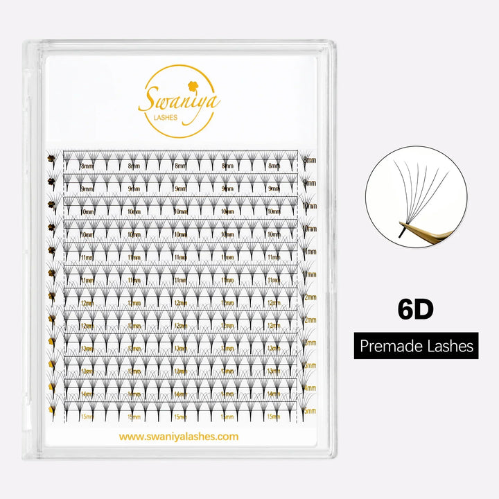 6D Lash Extensions Premade Fans – Natural Volume | 240 pcs - Swaniyalashes
