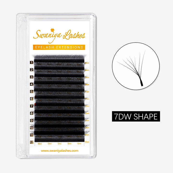 0.07mm 7D W Shape Clover Lashes - Swaniyalashes