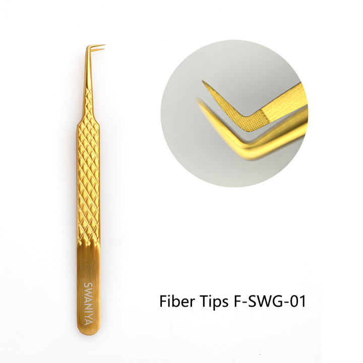 Fiber Tip Tweezers F-SWG-01 for Volume Lashes - Swaniyalashes