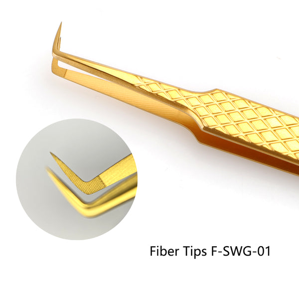 Fiber Tip Tweezers 90 degree F-SWG-01 for Volume Lashes - Swaniyalashes