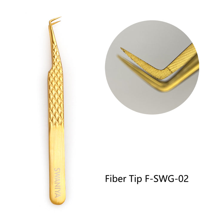 Fiber Tip Tweezers F-SWG-02 for Volume Lashes - Swaniyalashes