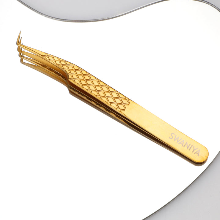 Fiber Tip Tweezers F-SWG-02 for Volume Lashes - Swaniyalashes