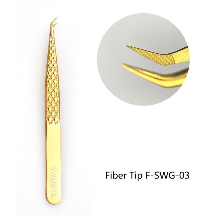 Fiber Tip Tweezers F-SWG-03 for Volume Lashes - Swaniyalashes