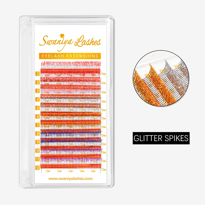 0.15mm Glitter Premade Spikes Lashes - Swaniyalashes