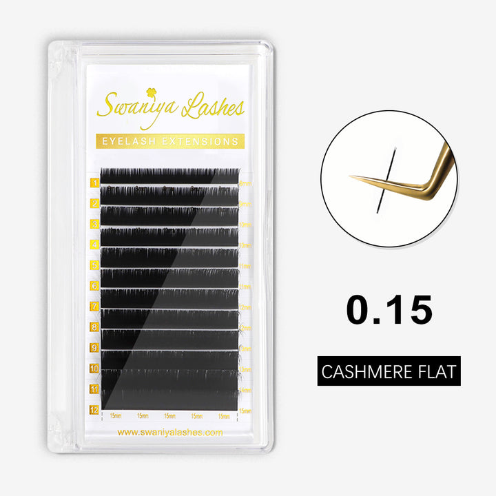 0.15mm Cashmere Flat Eyelash Extensions - Swaniyalashes