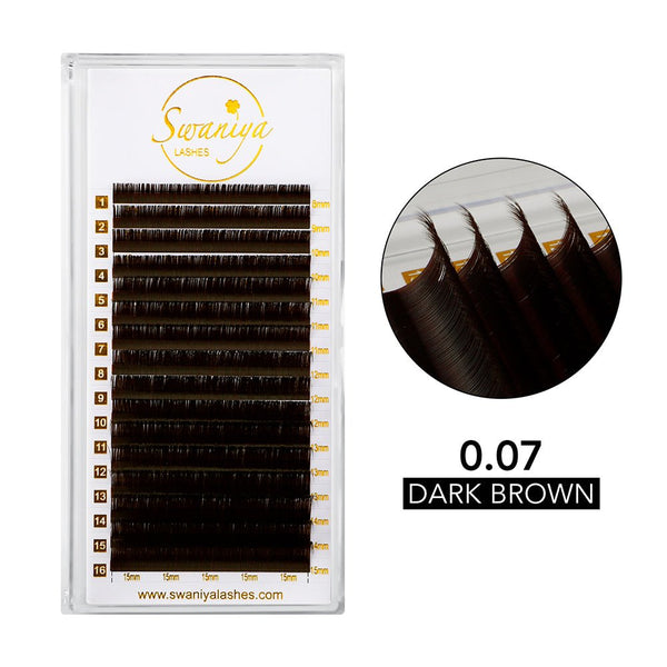 Premium Cashmere Dark Brown Lashes 0.07 - Swaniyalashes