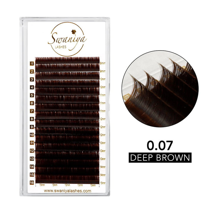 Premium Cashmere Deep Brown Lashes 0.07 - Swaniyalashes