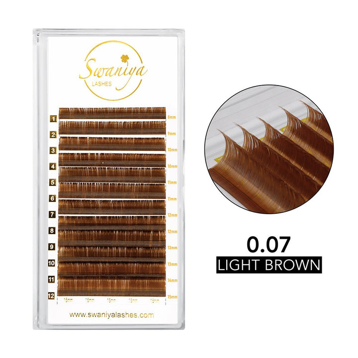 Premium Cashmere Light Brown Lashes 0.07 - Swaniyalashes