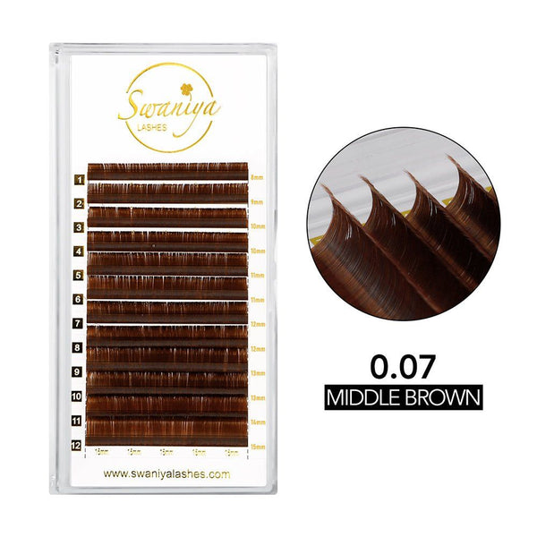 Premium Cashmere Middle Brown Lashes 0.07 - Swaniyalashes